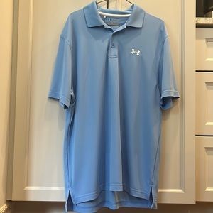 Men’s Under Armour Loose Fit Polo, EUC, Heat gear, Size L, Carolina Blue